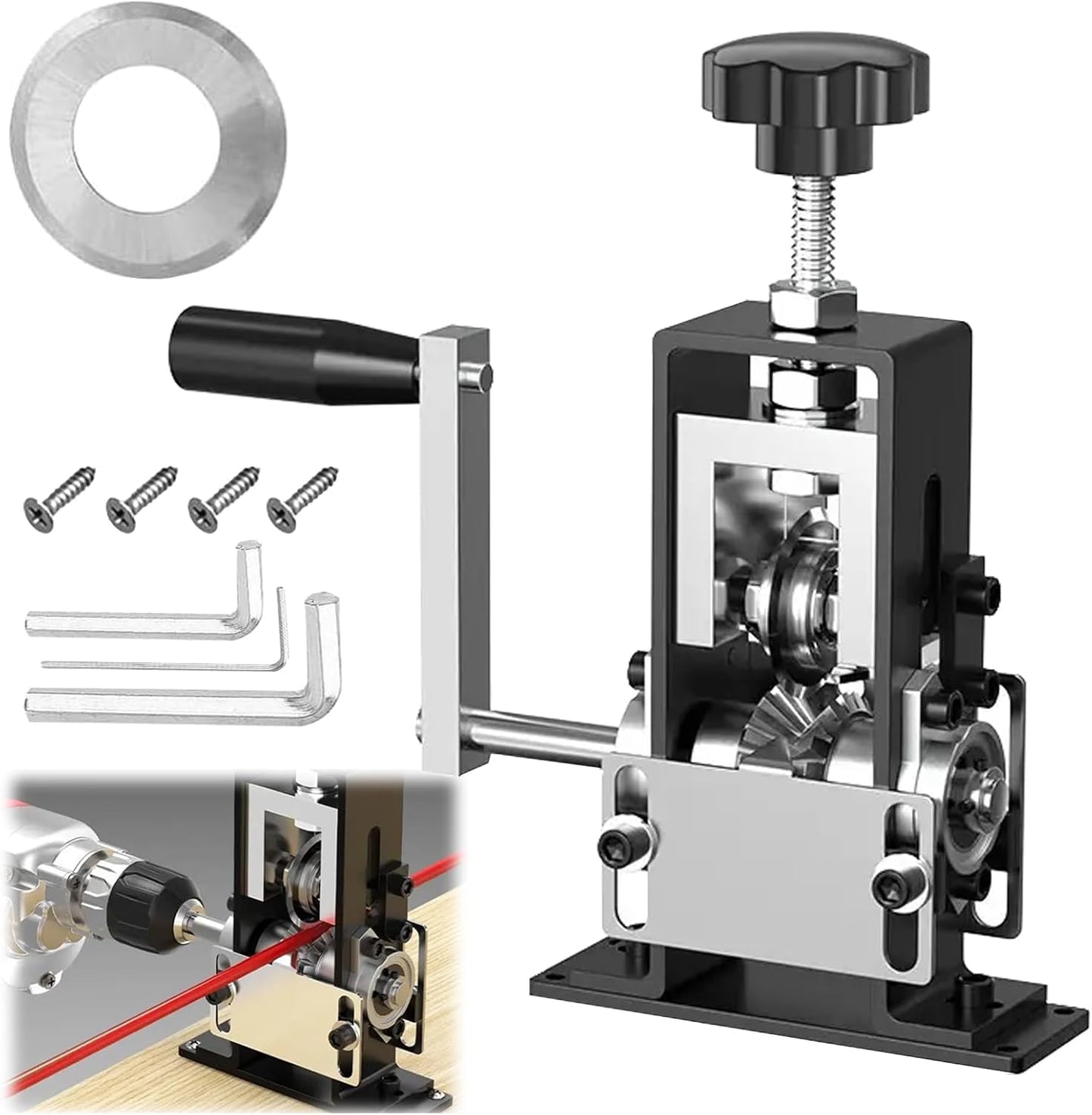 LHLWCCP Manual Wire Cable Stripper Machine, Copper Wire Stripping Machine 0.06-1 Inches, Wire Peeler Stripers Electrical, Drill Powered Hand Crank Wire Stripper Tool