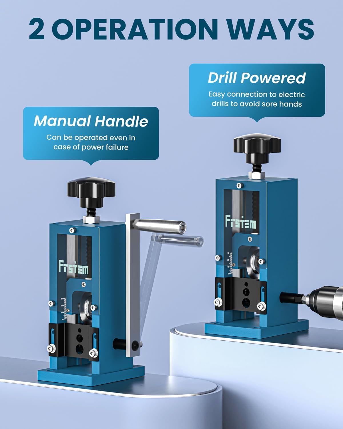 Frstem Manual or Drill Powered Wire Stripper Machine, 0.06''-1'' Wire Stripping Machine with Hand Crank or Drill