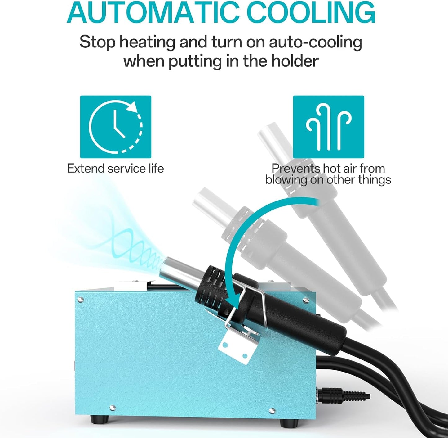 BAKON 852d+ Heat Gun And Soldering Iron 2-In-1 Kit, Smd Hot Air Rework Soldering Station
