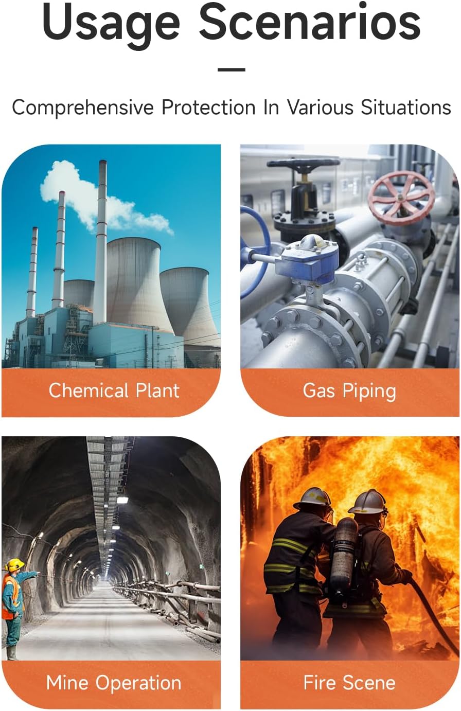 Aicevoos Gas Detector 4 Gas Monitor for H2S, O2, CO and EX Portable Visual Gas Monitor with Sound Light Vibration LCD Display