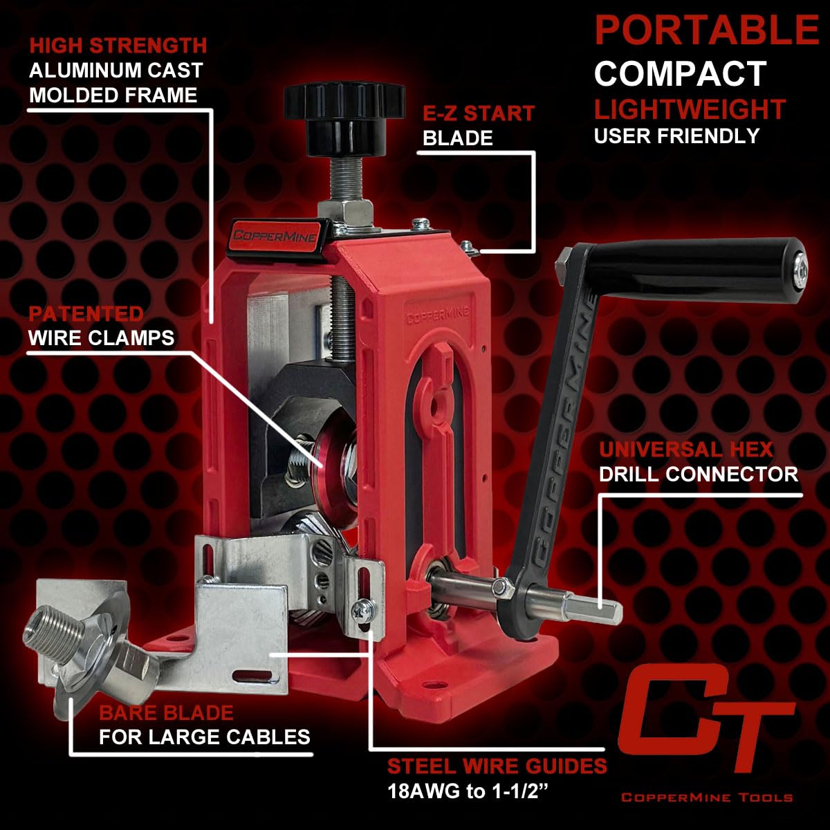 CopperMine Manual Drill-Powered Wire Stripper Machine, Manual Wire Stripping Machine