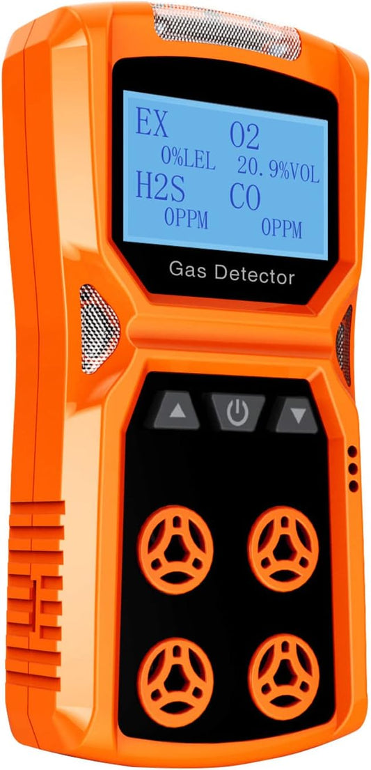 CHNADKS Gas Detector, CHNADKS 4 Gas Monitor H2S,O2,CO and LEL Multiple Indicator with Vibration, Audible, Visual 4 Gas Monitor