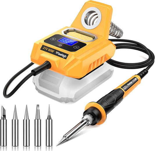 Wisehigh Cordless Soldering Station for Dewalt 20V Max Battery Electric Digital LCD Display Soldering Iron Station Fast Heating Up Soldering Station for DIY, Appliance Repair