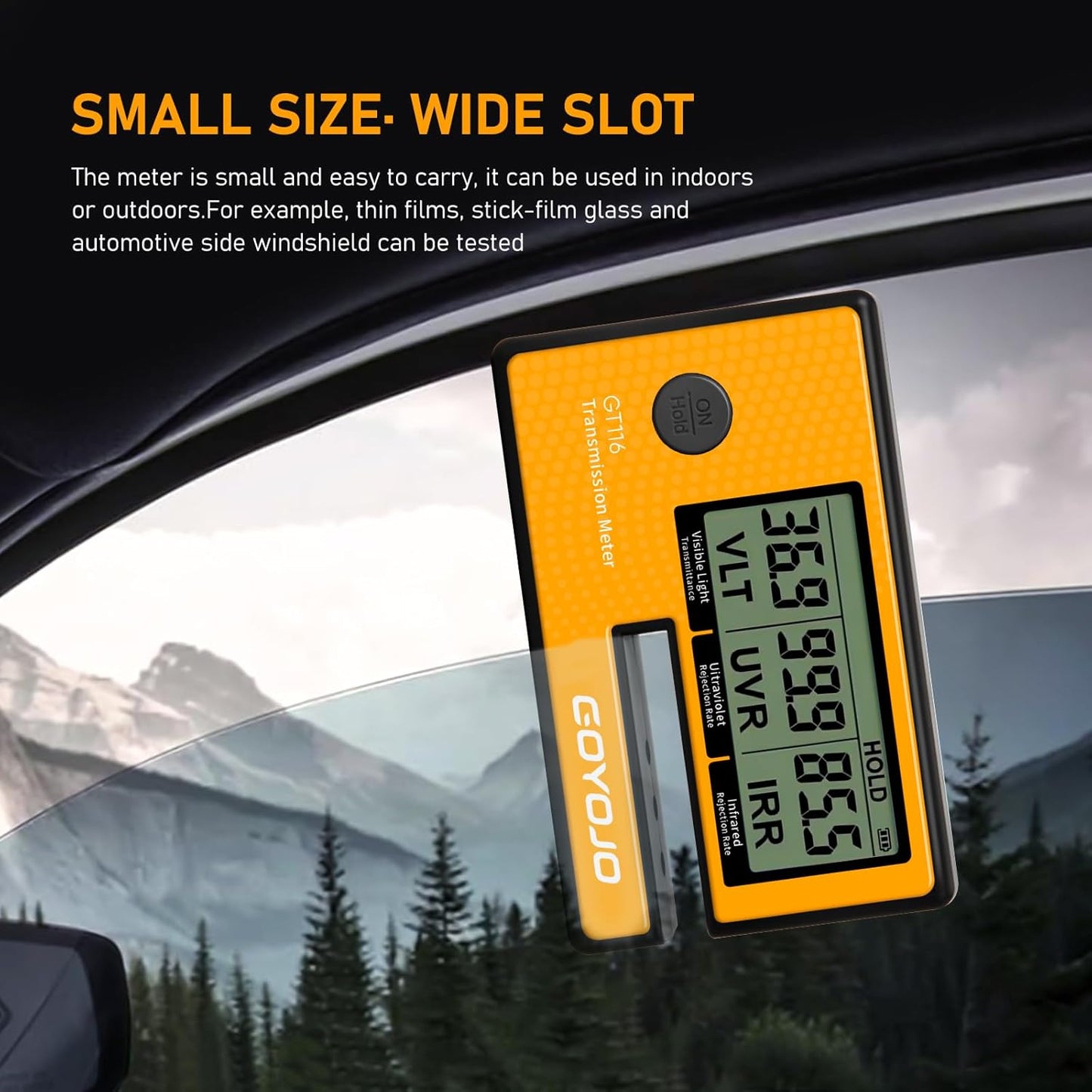 Labs Tint Meter Works on Side Windows, Digital Tint Solar Film Car Transmission Meter with Automatic Calibration, 3-in-1 Solar Film Meter VL UV IR Detection, for Automotive Window Tint Shop Stay Legal