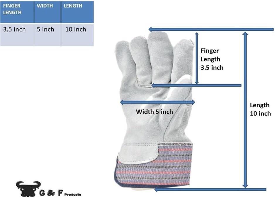 G & F Products unisex adult Safety Cuff Regular Grade work gloves