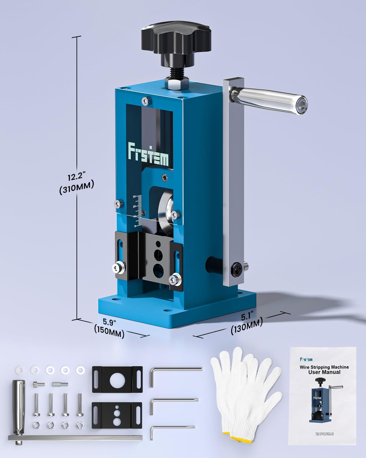 Frstem Manual or Drill Powered Wire Stripper Machine, 0.06''-1'' Wire Stripping Machine with Hand Crank or Drill