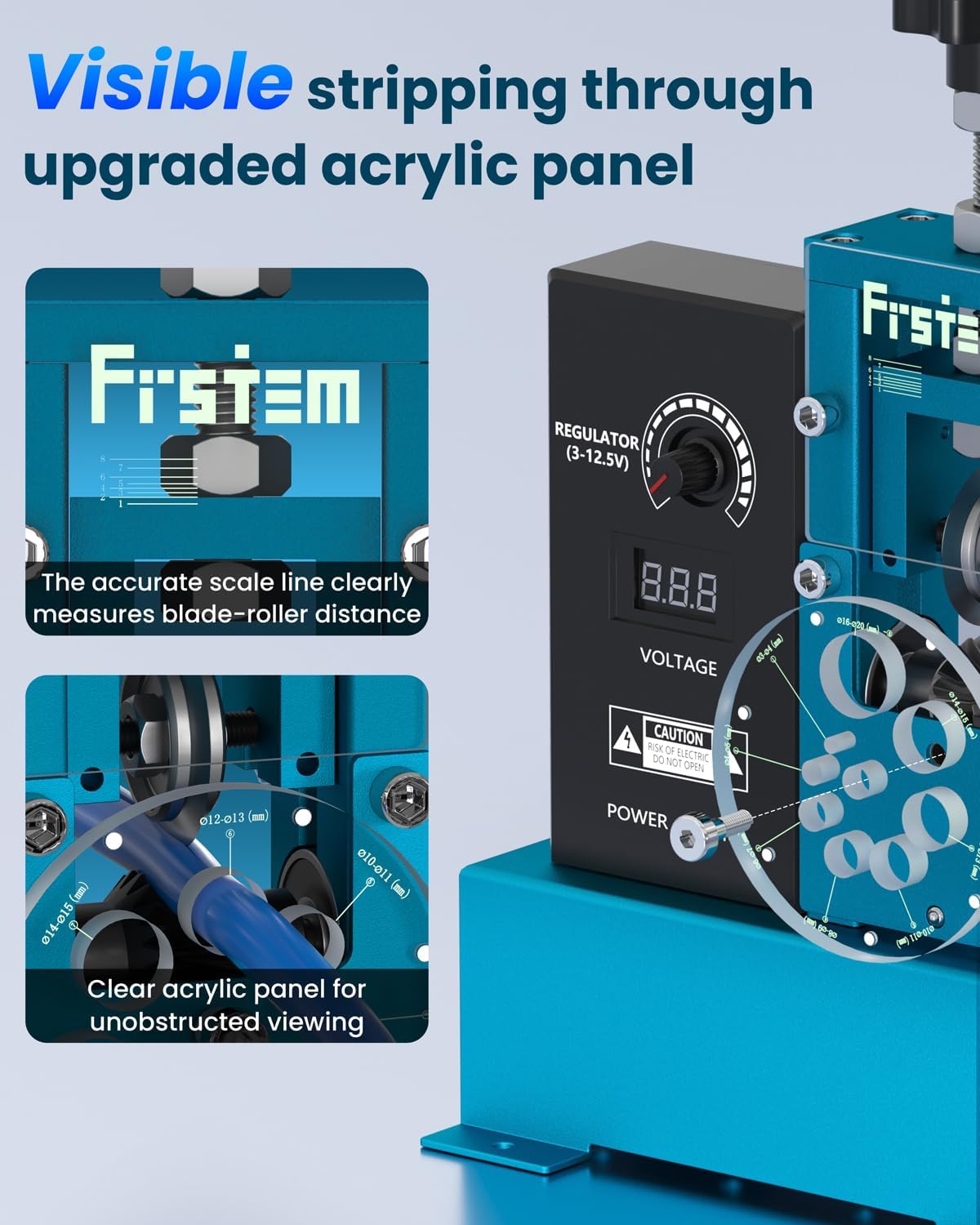 Frstem Automatic Wire Stripper Machine, 0.12"-0.79" Electric Wire Stripping Machine with Patented Disk Design