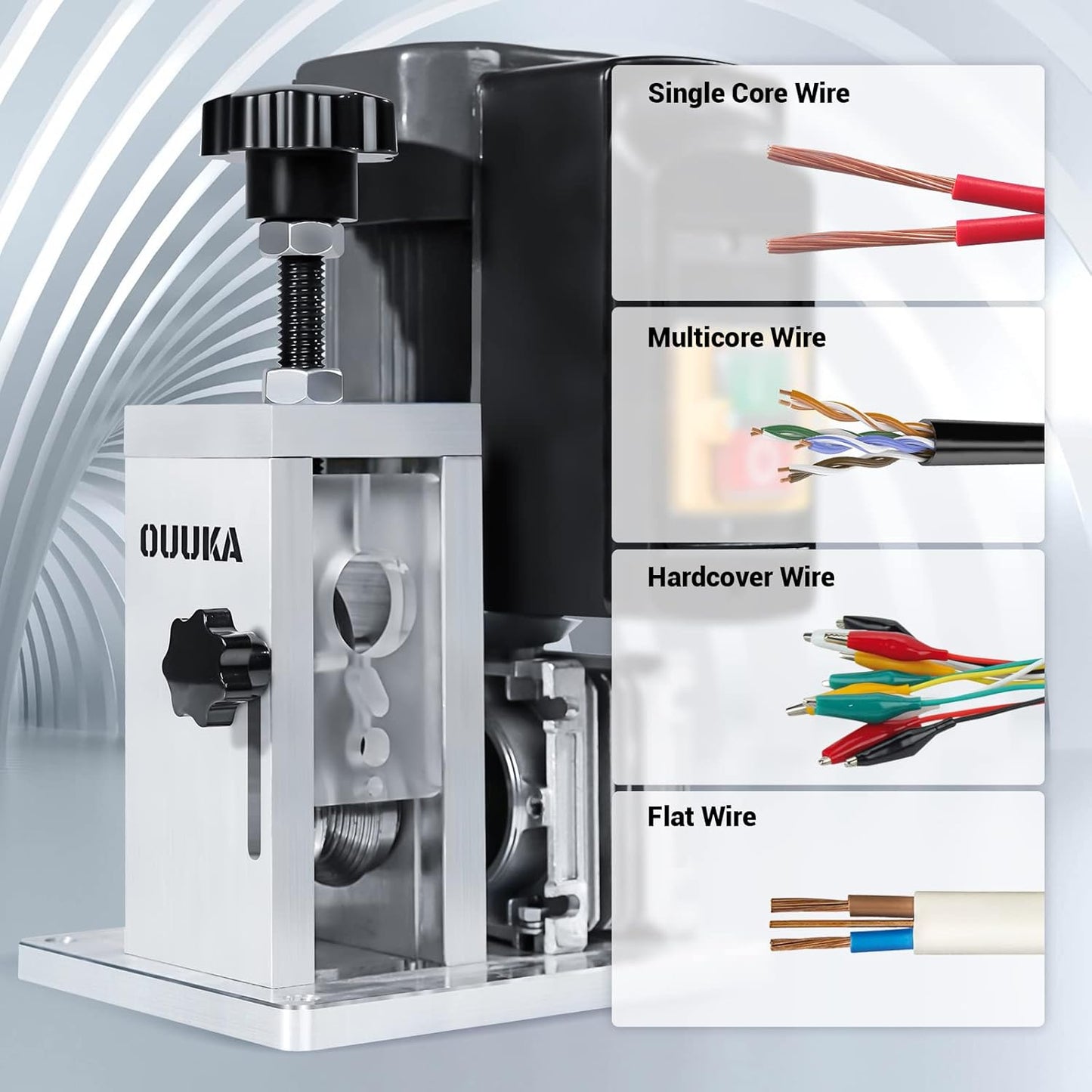 OUUKA Electric Automatic Wire Stripping Machine,Stripping Scrap Copper Wire From #16 Gauge to 500MCM,for Scrap Copper Recycling