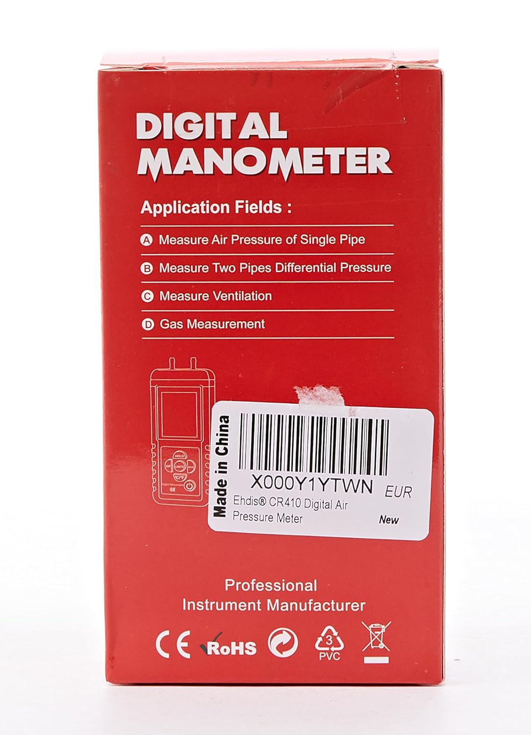 EHDIS Manometer, Professional Air Pressure Meter