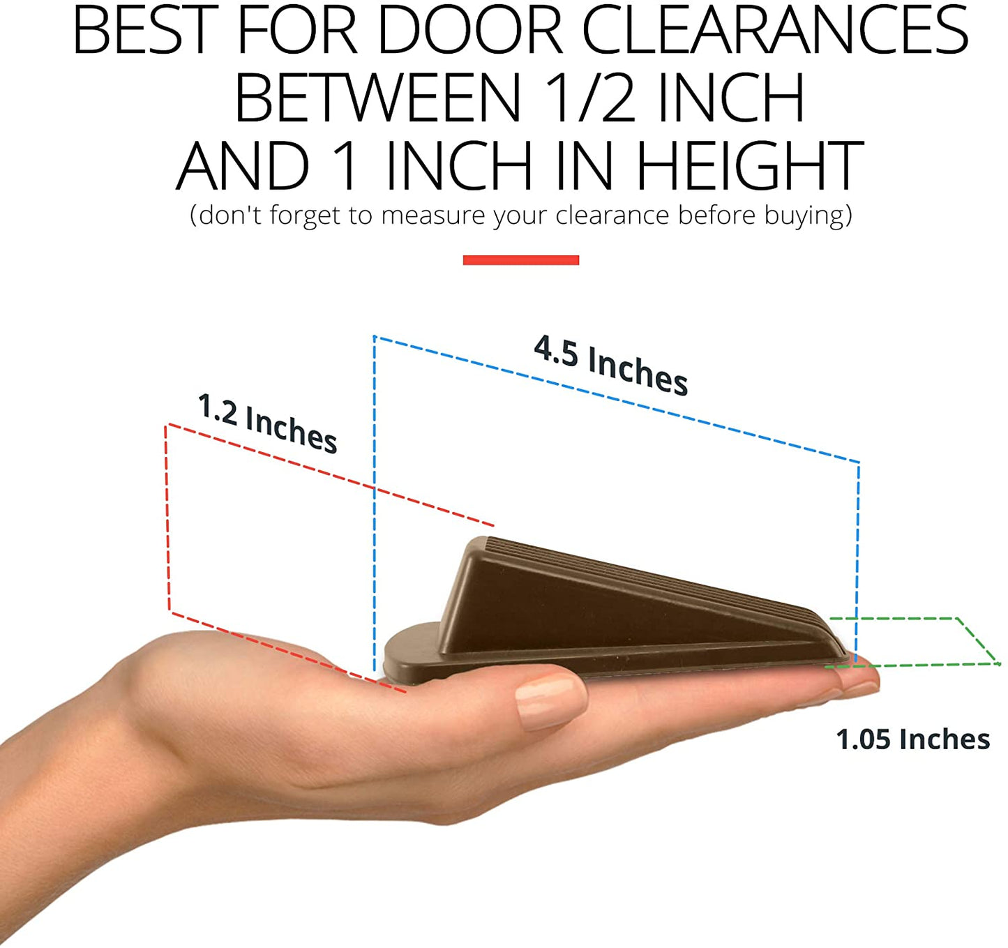 Classic Rubber Door Stopper Wedge – Sturdy and Stackable Door Stop, Multi Floor Doorstop
